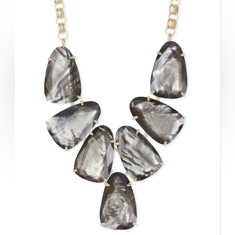 Kendra Scott Harlow Gold Statement Necklace in Grey MOP MOTHER OF PEARL?‎ new!!!